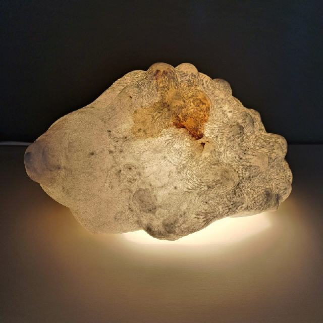 Leuchtskulptur "Meeresschnecke", Alabaster, L32 cm